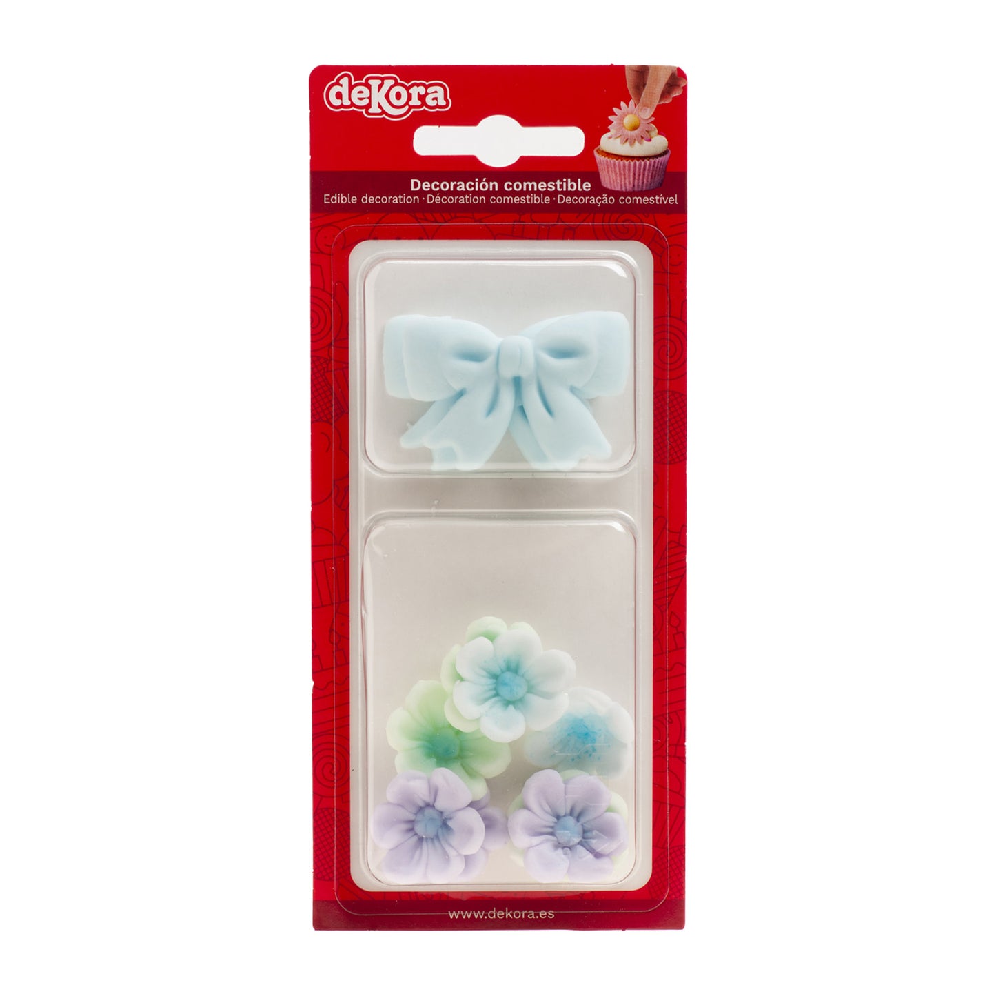 LAZO AZUL CON FLORES COMESTIBLES