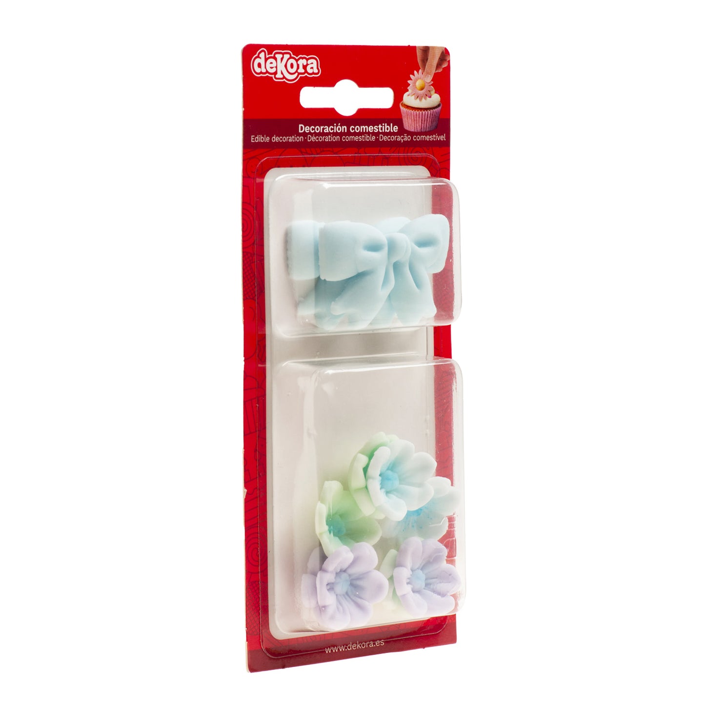 LAZO AZUL CON FLORES COMESTIBLES