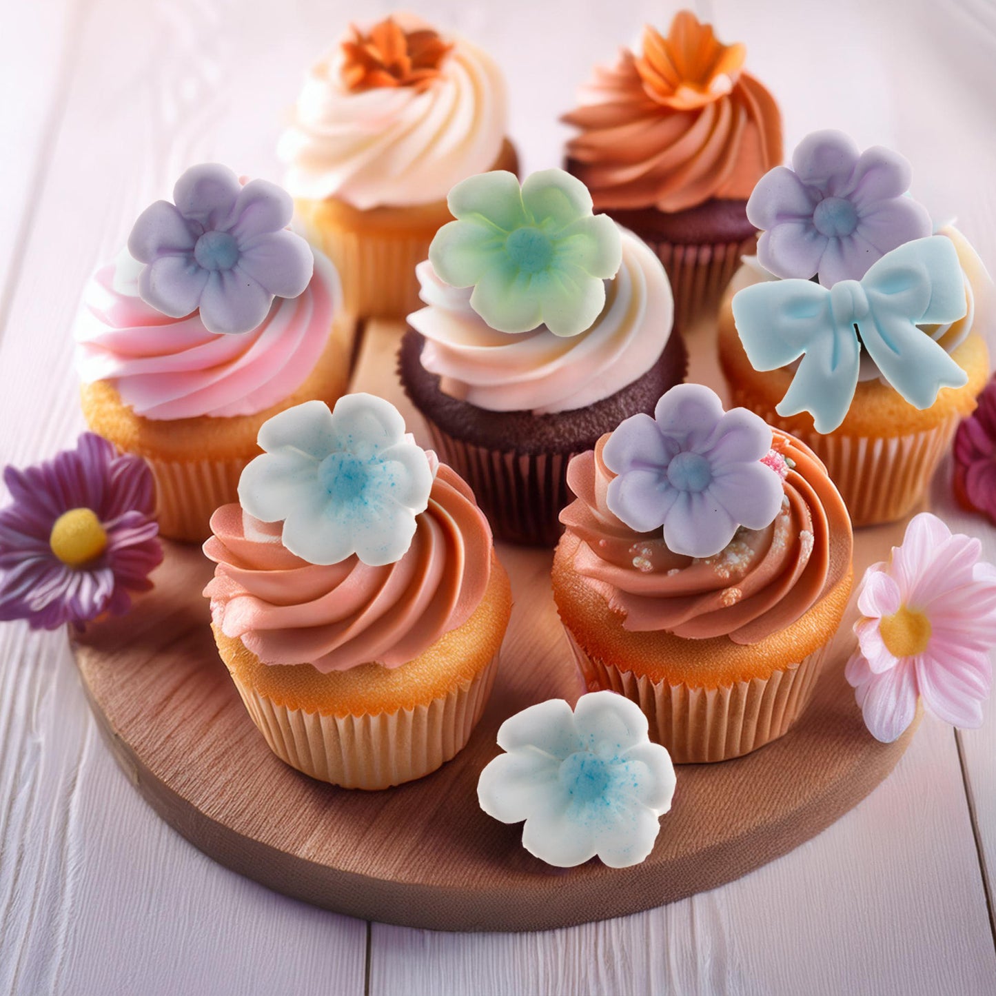 LAZO AZUL CON FLORES COMESTIBLES