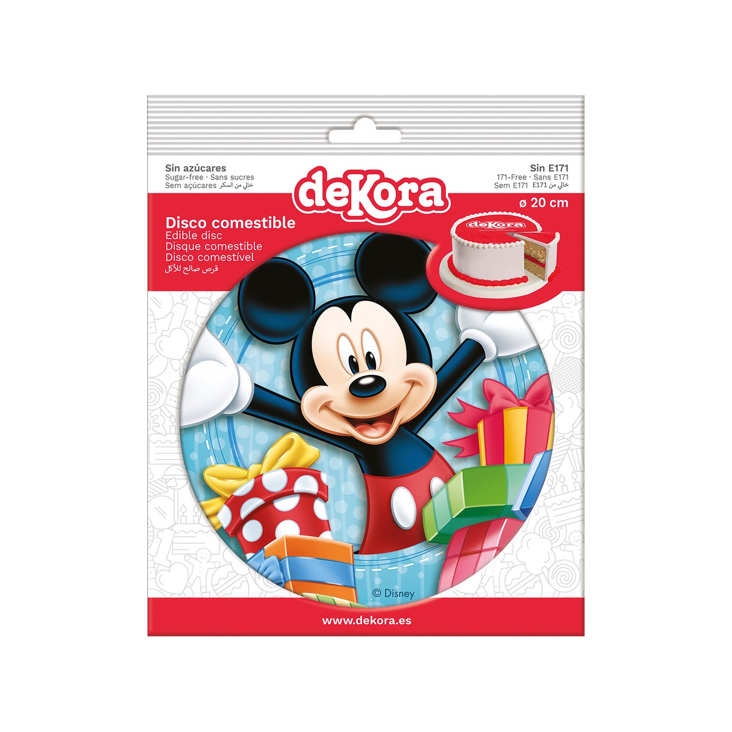 OBLEA PARA TARTAS DE MICKEY MOUSE REDONDA DE 20CM