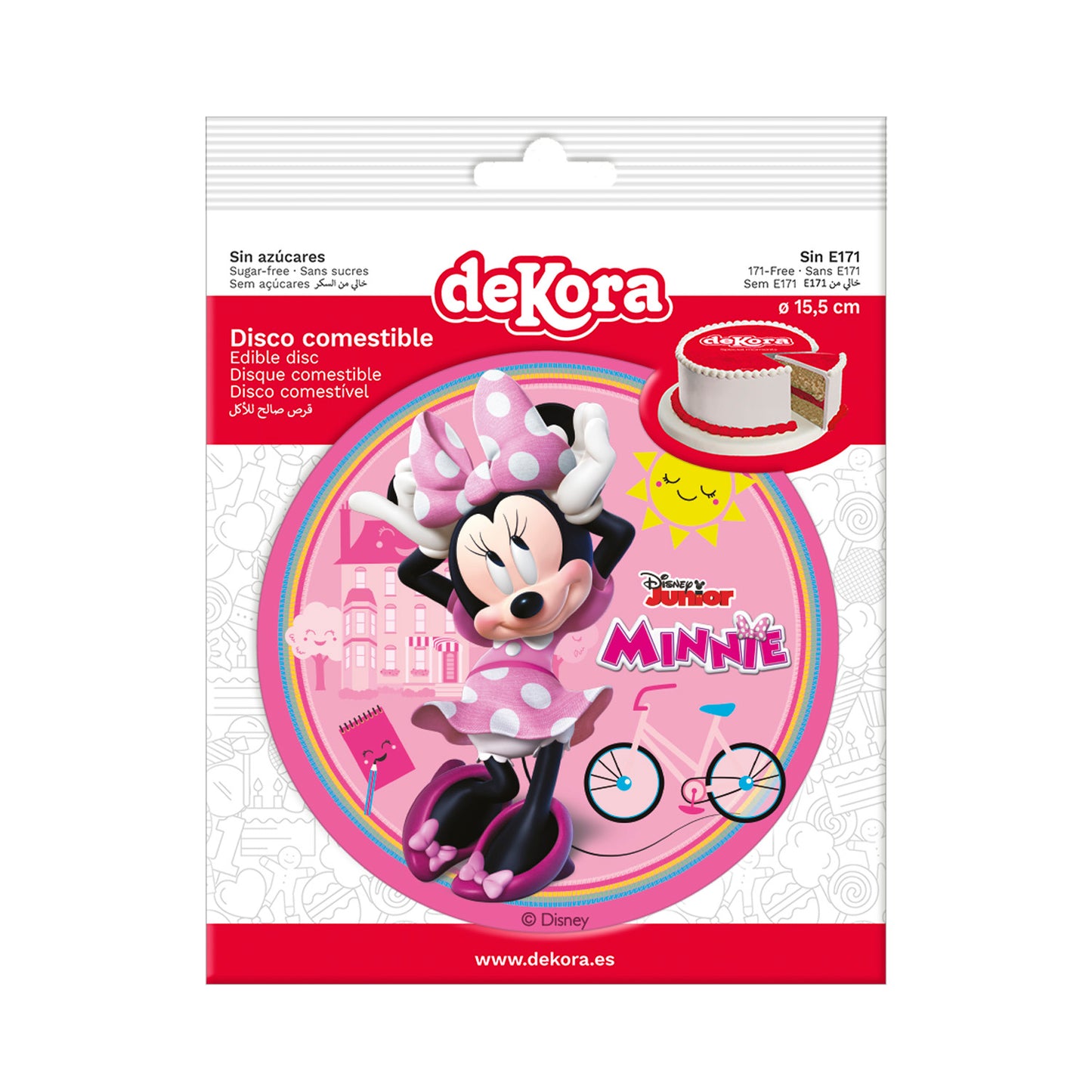 DISCO PARA TARTAS DE MINNIE MOUSE REDONDA DE 16CM