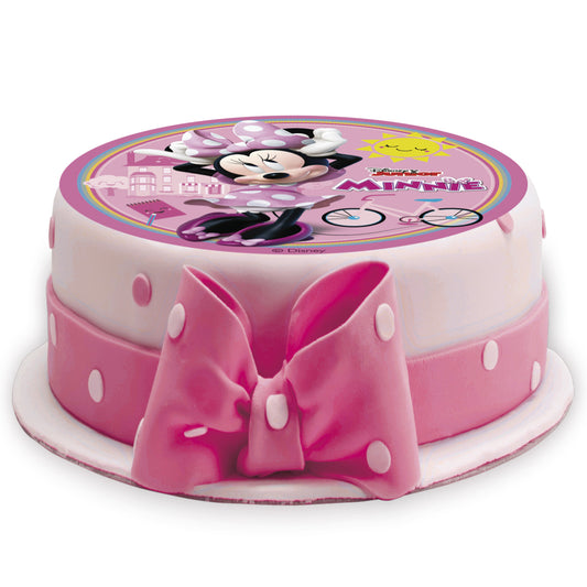 DISCO PARA TARTAS DE MINNIE MOUSE REDONDA DE 16CM