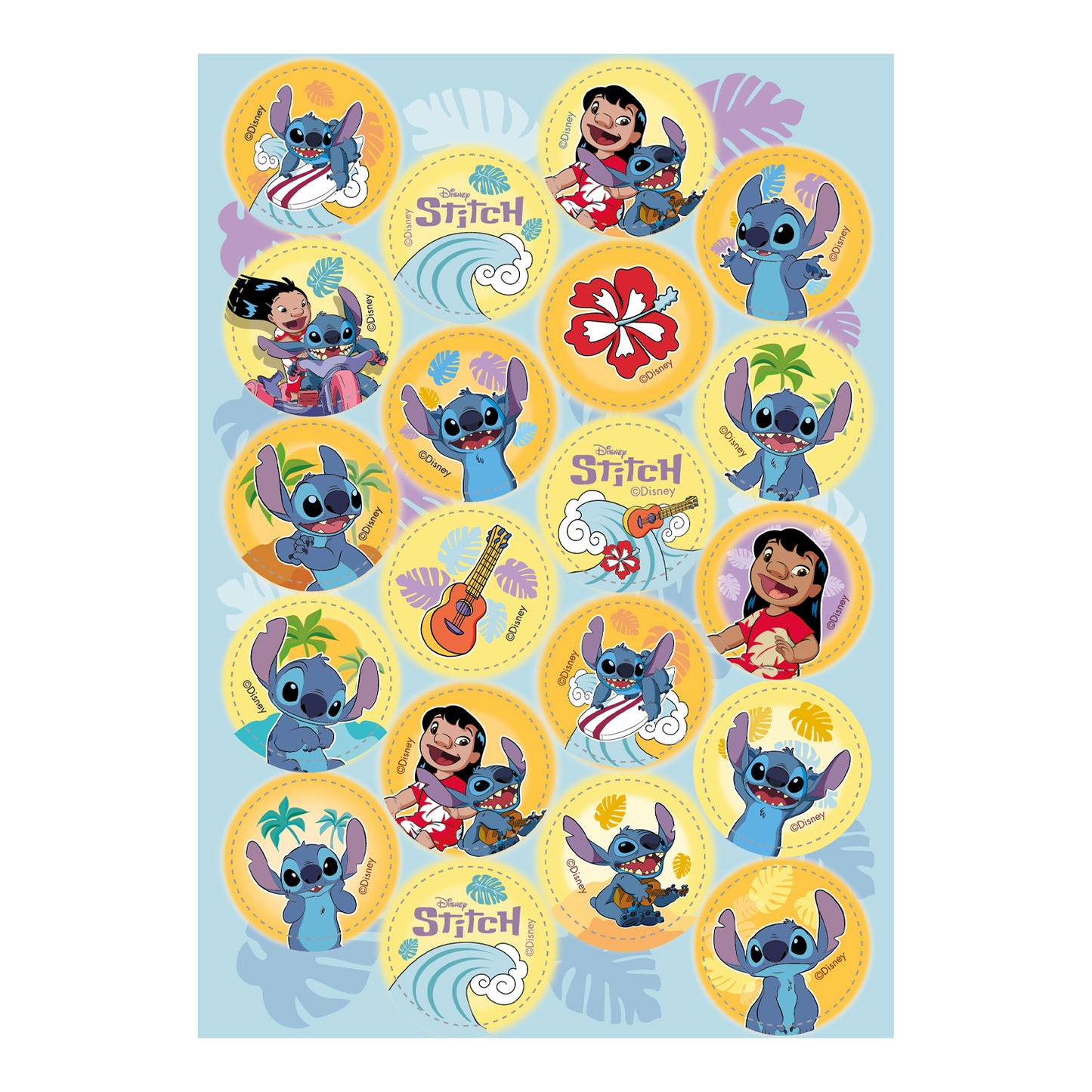 MINI DISCOS DE OBLEA DE STITCH REDONDOS DE 3,4CM