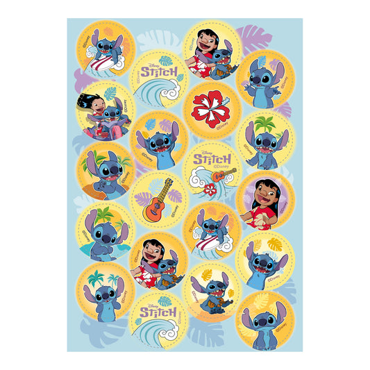 MINI DISCOS DE OBLEA DE STITCH REDONDOS DE 3,4CM