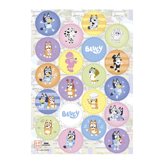 MINI DISCOS DE OBLEA DE BLUEY REDONDOS DE 3,4CM