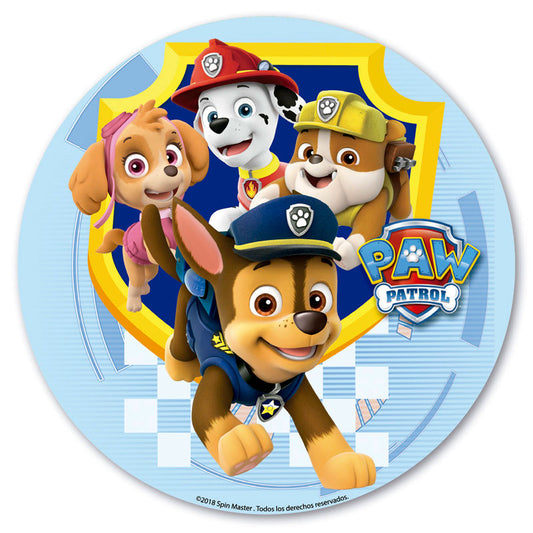 OBLEA PARA TARTAS DE PATRULLA CANINA REDONDA DE 20CM