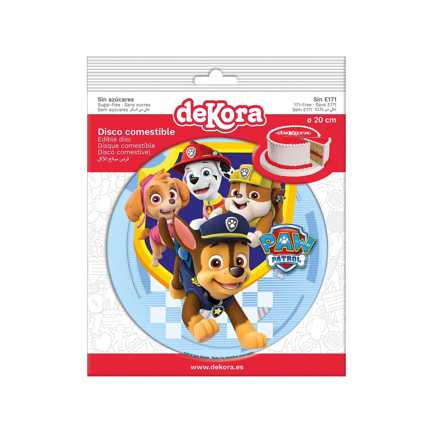 OBLEA PARA TARTAS DE PATRULLA CANINA REDONDA DE 20CM