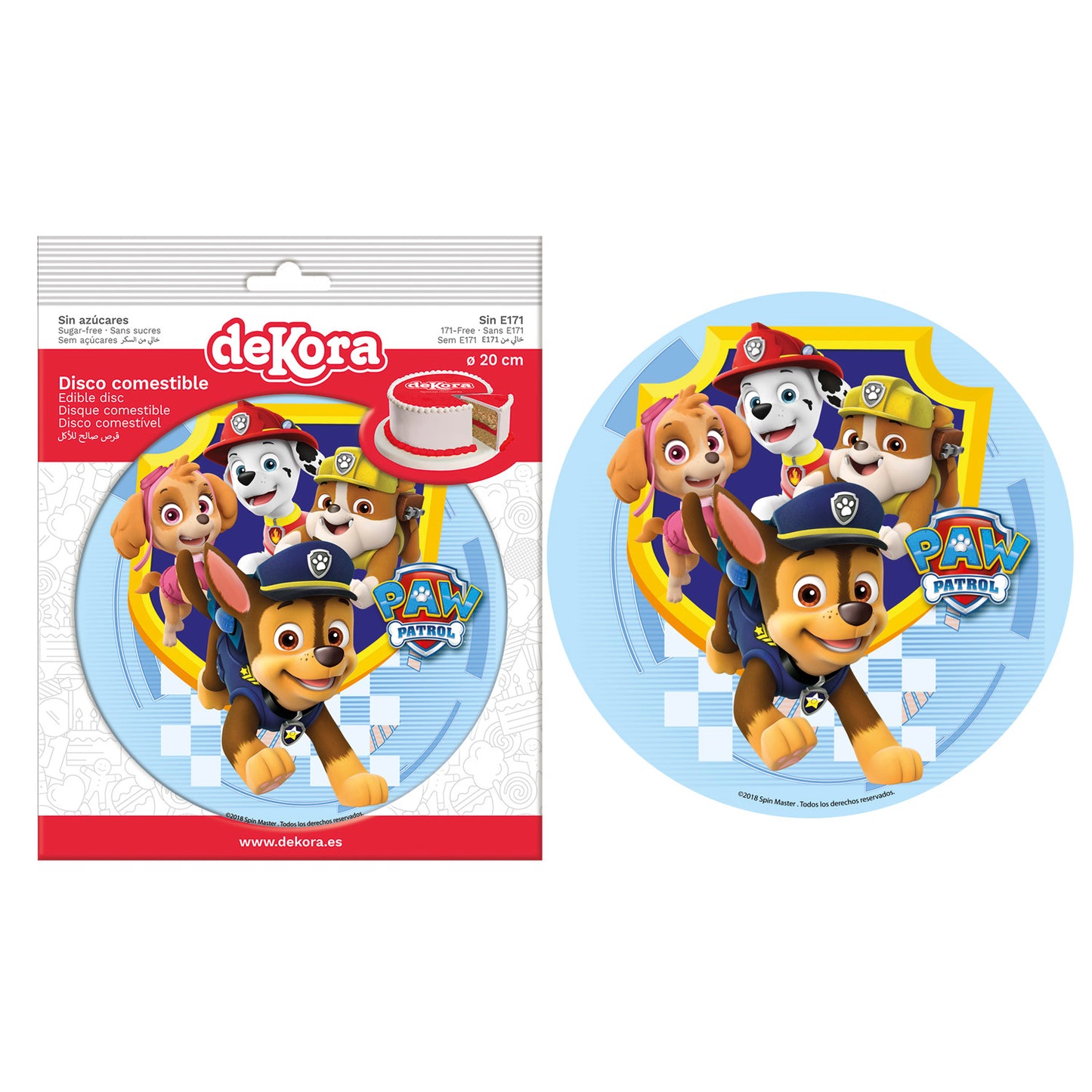 OBLEA PARA TARTAS DE PATRULLA CANINA REDONDA DE 20CM