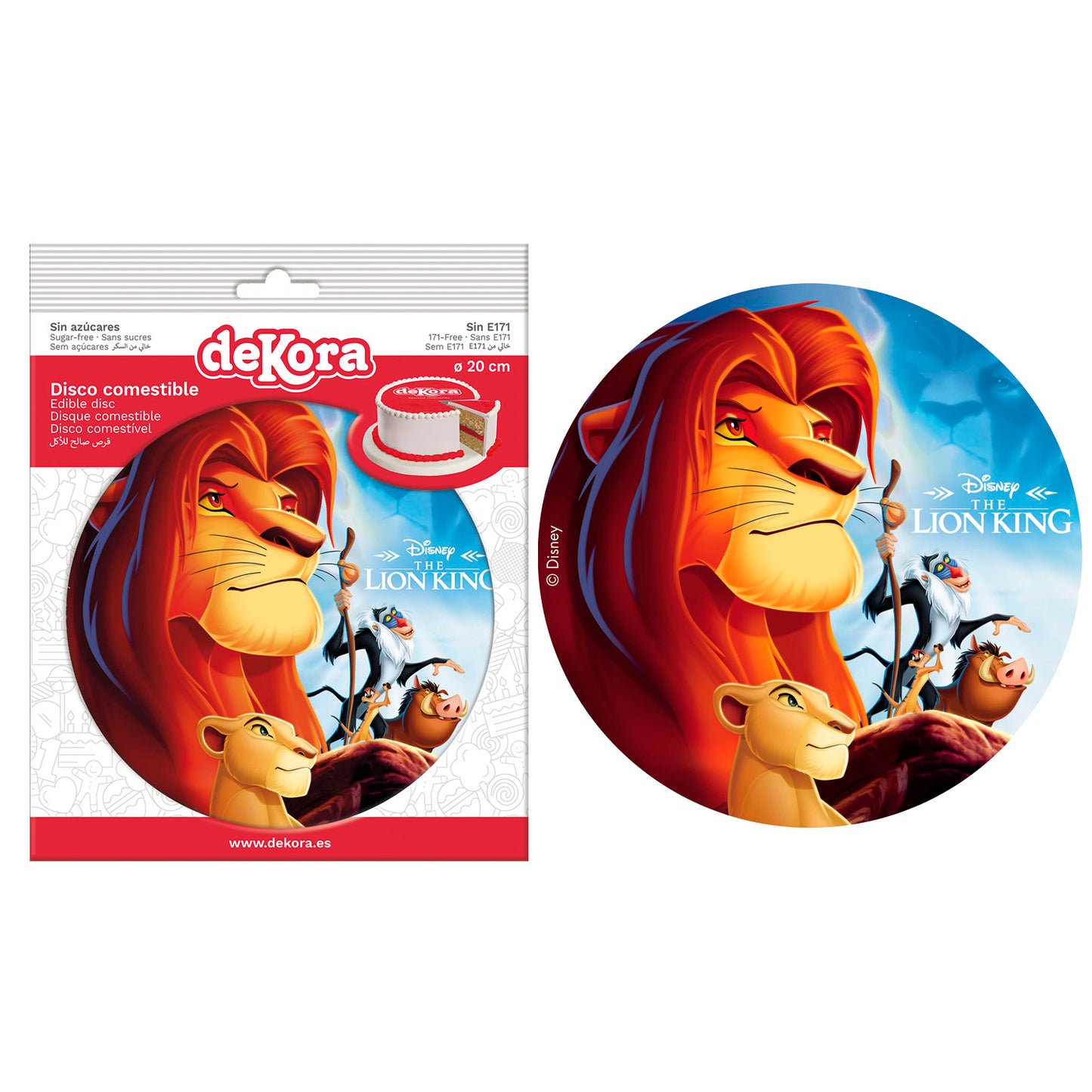 OBLEA PARA TARTAS DEL REY LEON REDONDA DE 20CM