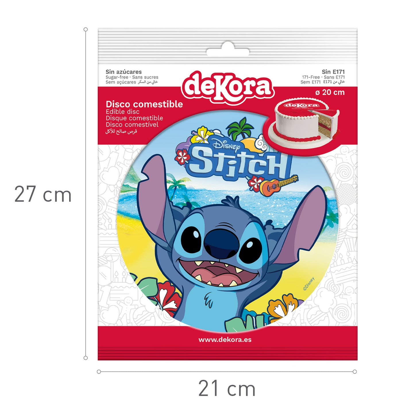 OBLEA PARA TARTAS DE STITCH REDONDA DE 20CM