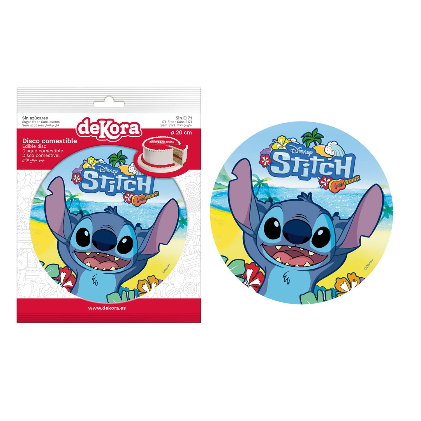 OBLEA PARA TARTAS DE STITCH REDONDA DE 20CM