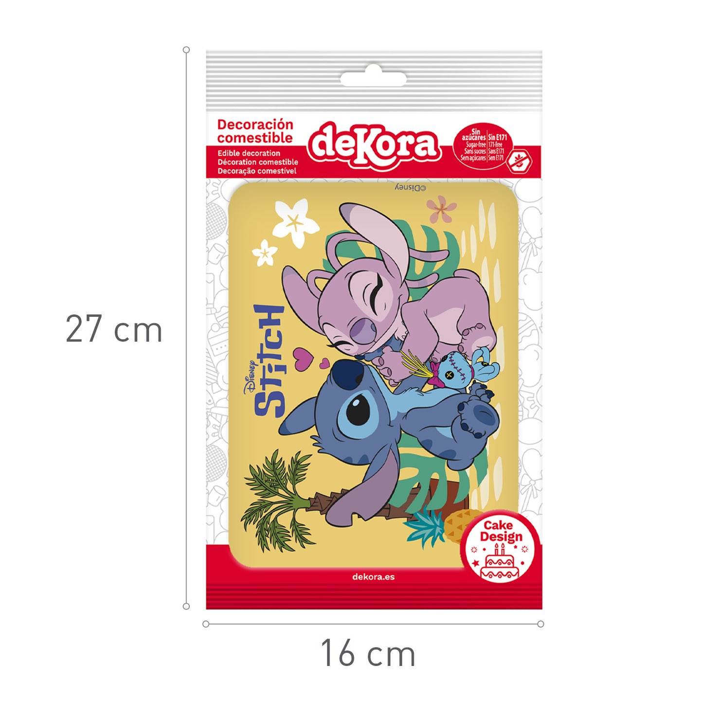 OBLEA PARA TARTAS DE STITCH RECTANGULAR DE 15X21CM
