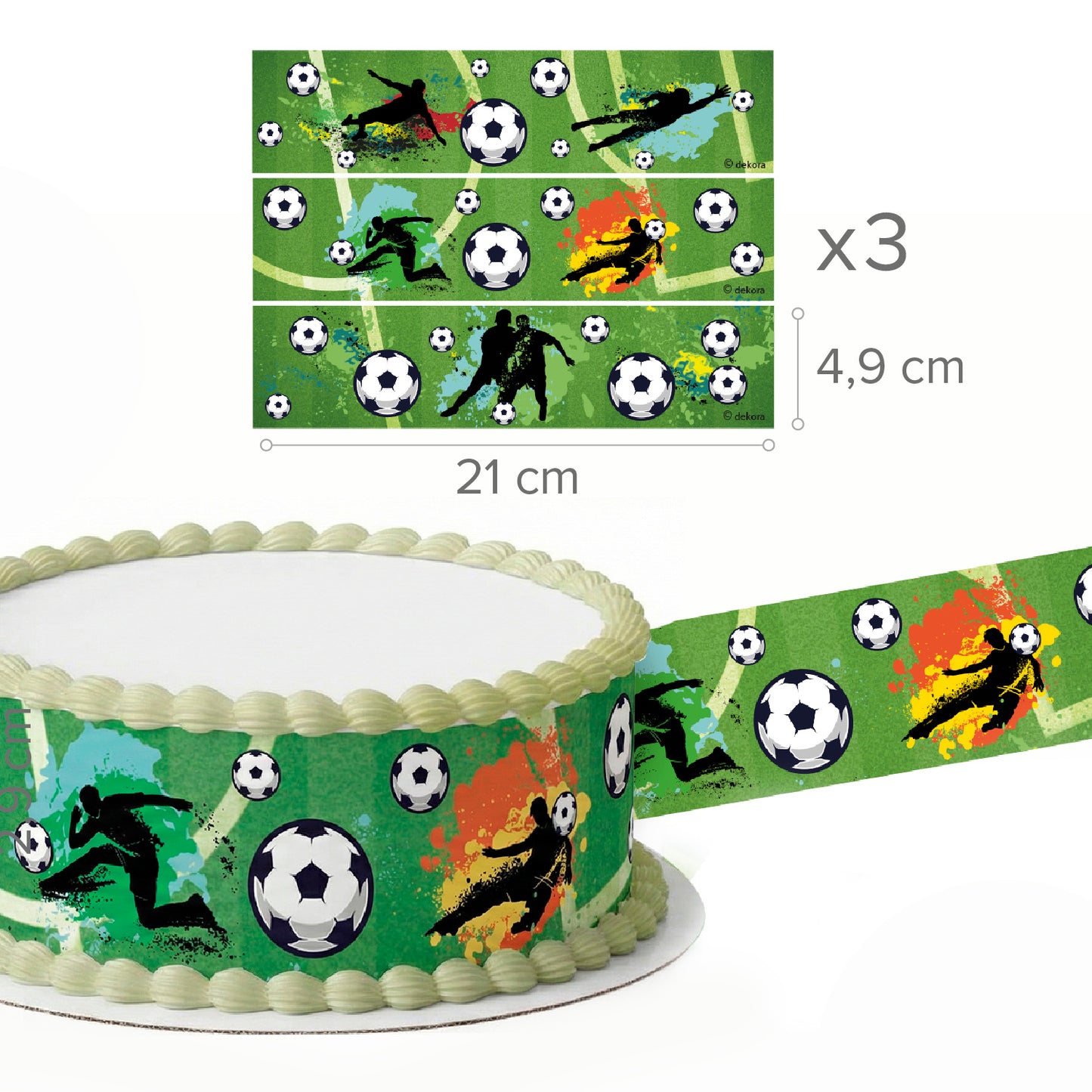 RIBBON DE FUTBOL COMESTIBLE PARA TARTA 15x21 CM