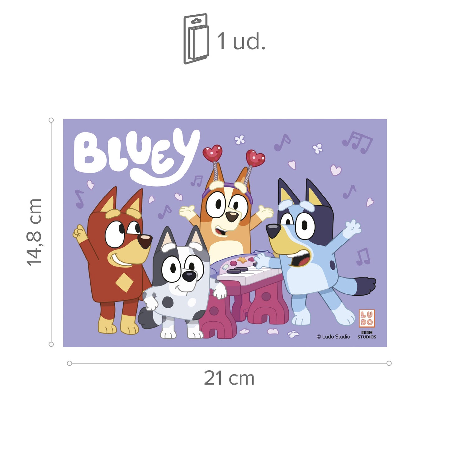 LÁMINA PARA TARTAS DE BLUEY RECTANGULAR DE 15x21 CM