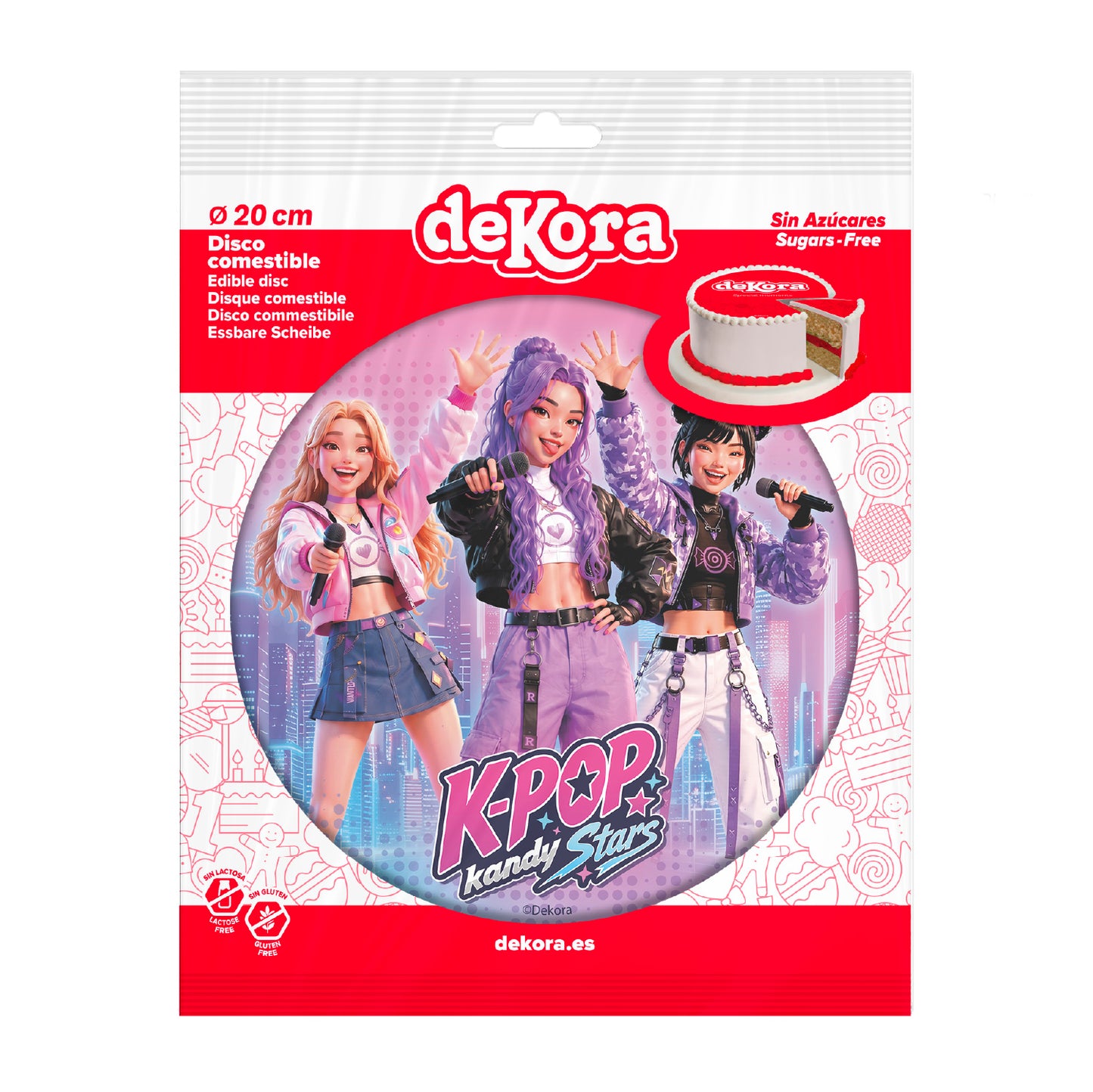 OBLEA PARA TARTAS DE KPOP KANDY STARS REDONDA DE 20CM