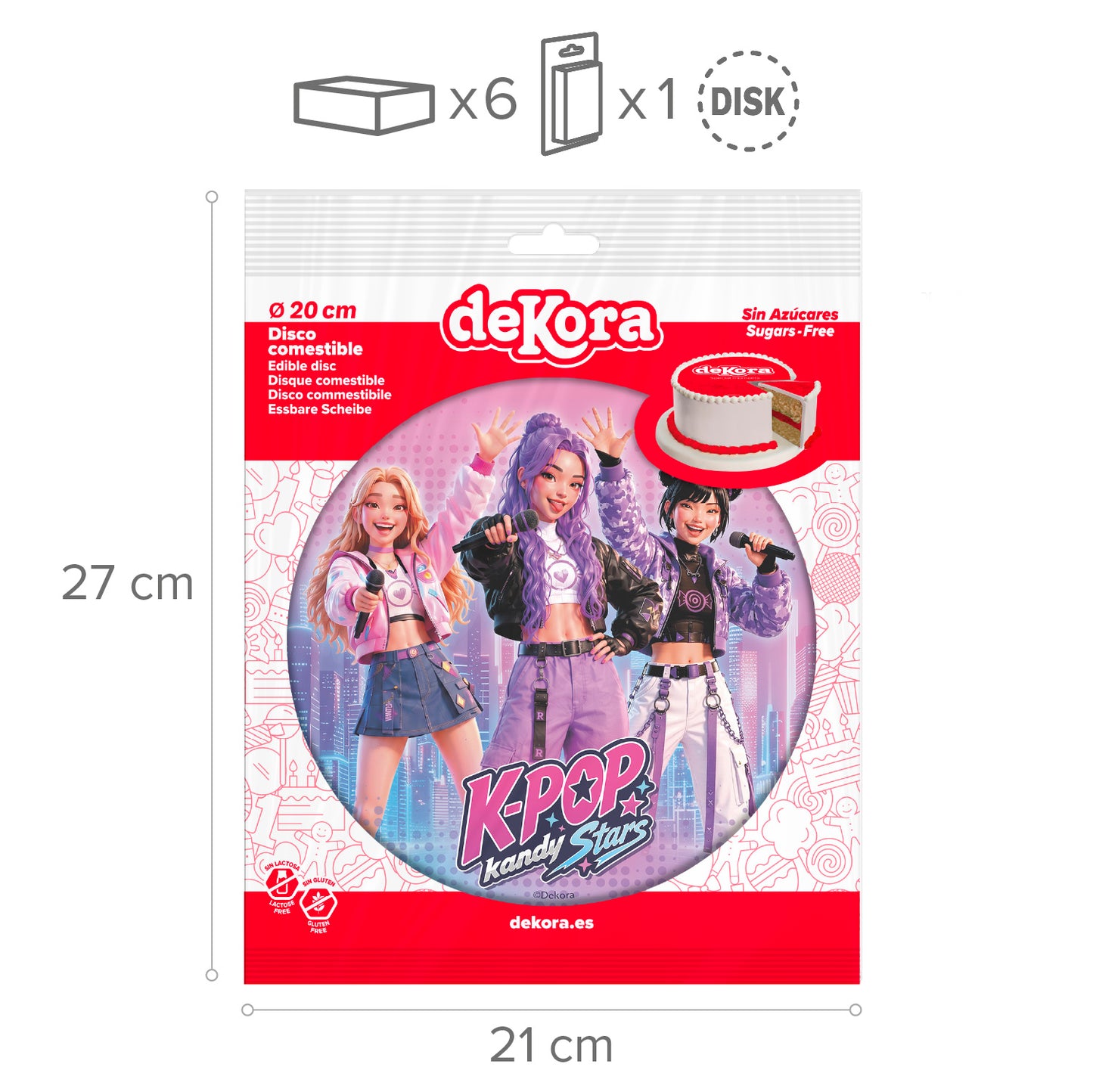 OBLEA PARA TARTAS DE KPOP KANDY STARS REDONDA DE 20CM