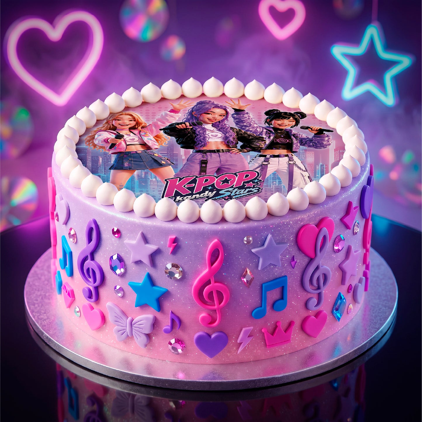 OBLEA PARA TARTAS DE KPOP KANDY STARS REDONDA DE 20CM
