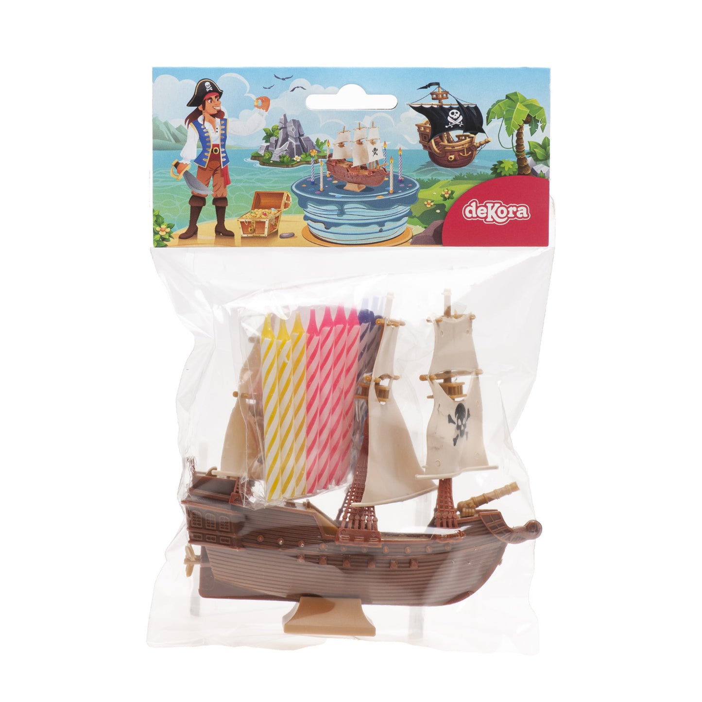 KIT DECORACIÓN TARTA CUMPLEAÑOS PIRATAS + 10 VELAS