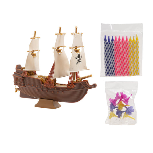 KIT DECORACIÓN TARTA CUMPLEAÑOS PIRATAS + 10 VELAS