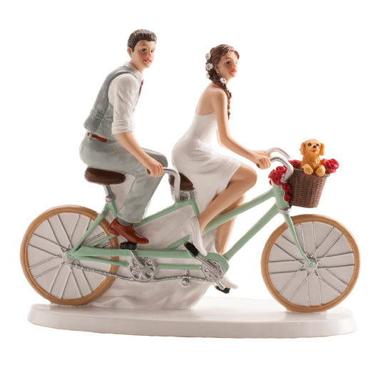 FIGURA TARTA BODA PAREJA BICICLETA  16x18 CM
