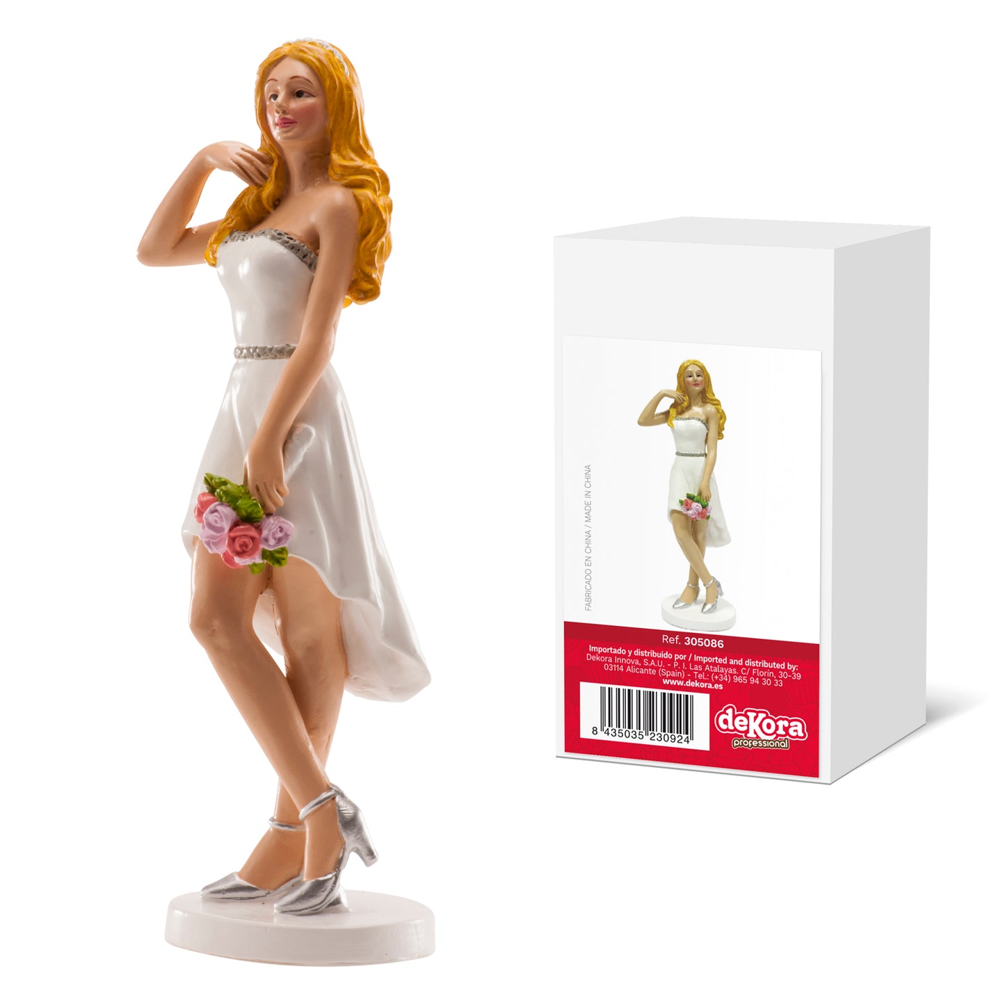 FIGURA TARTA BODA MUJER VESTIDO CORTO 16 CM