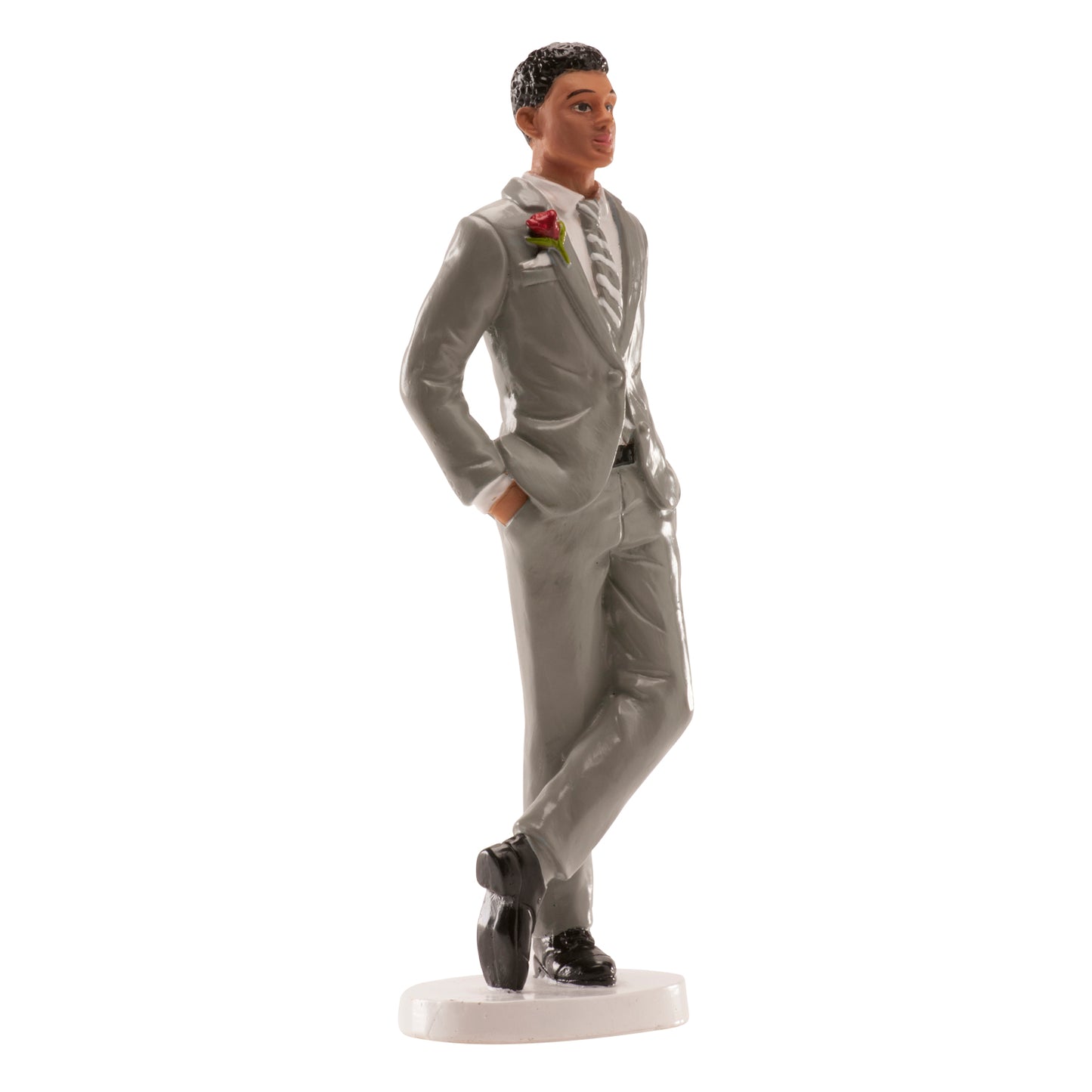 FIGURA TARTA BODA HOMBRE TRAJE GRIS CM