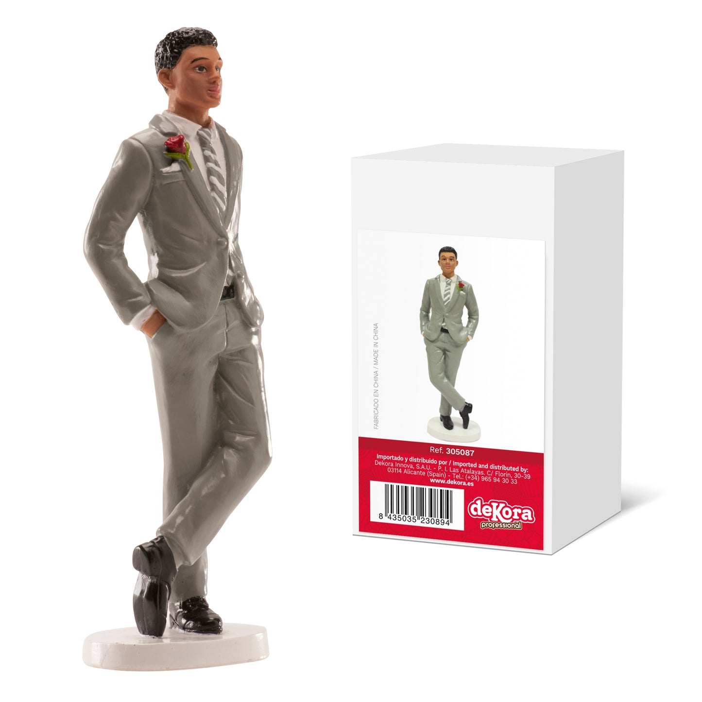 FIGURA TARTA BODA HOMBRE TRAJE GRIS CM