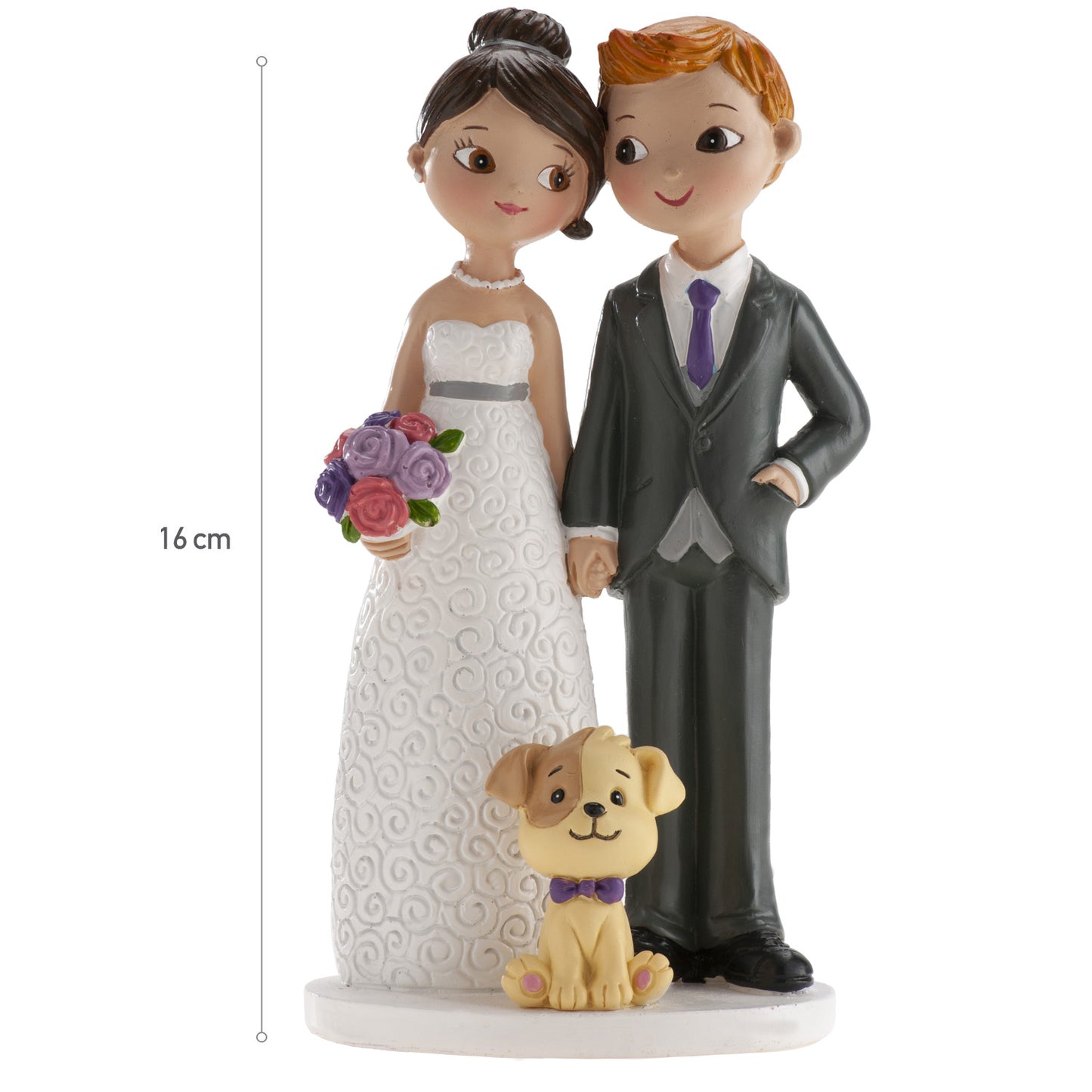 FIGURA TARTA BODA PAREJA CON PERRO 16 CM