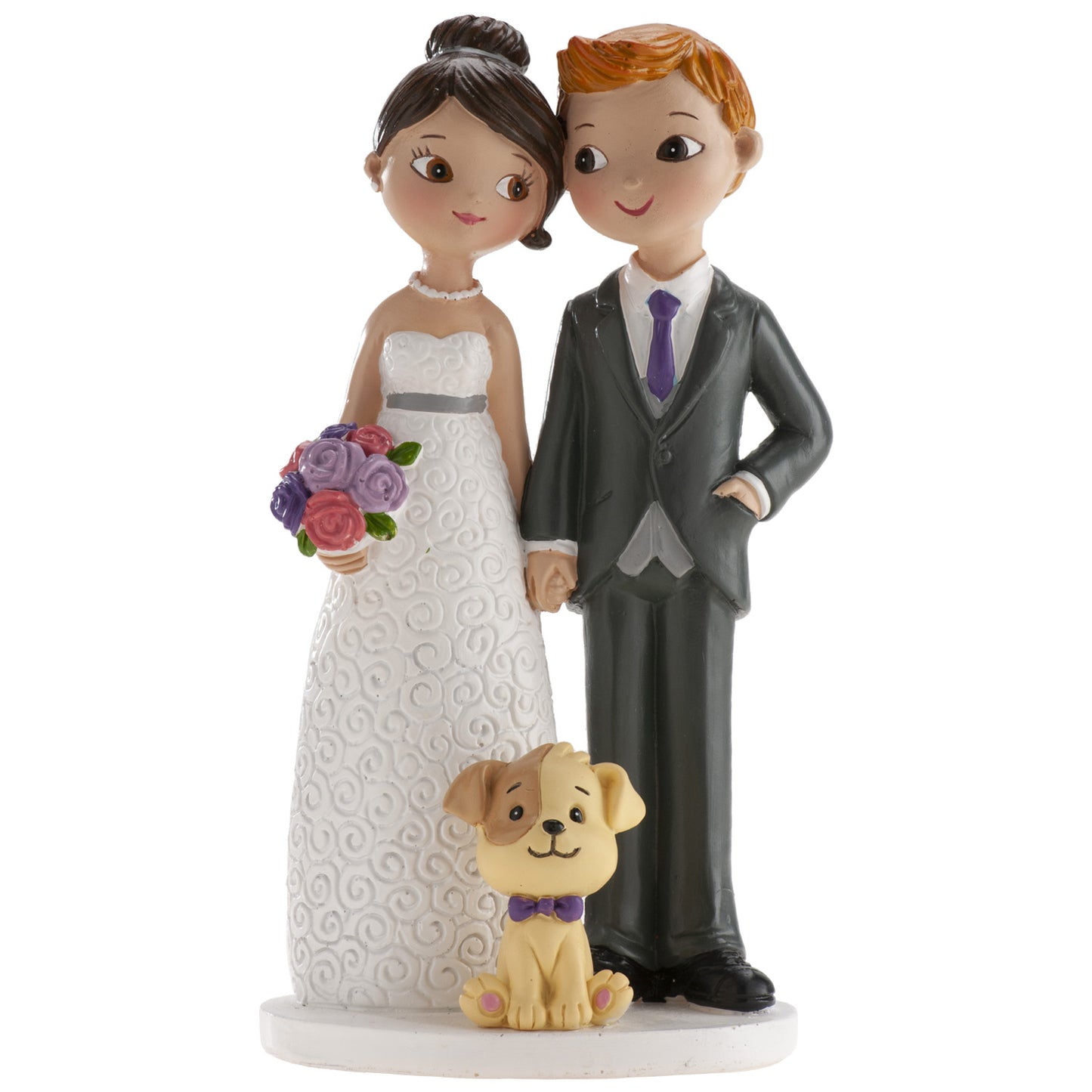 FIGURA TARTA BODA PAREJA CON PERRO 16 CM
