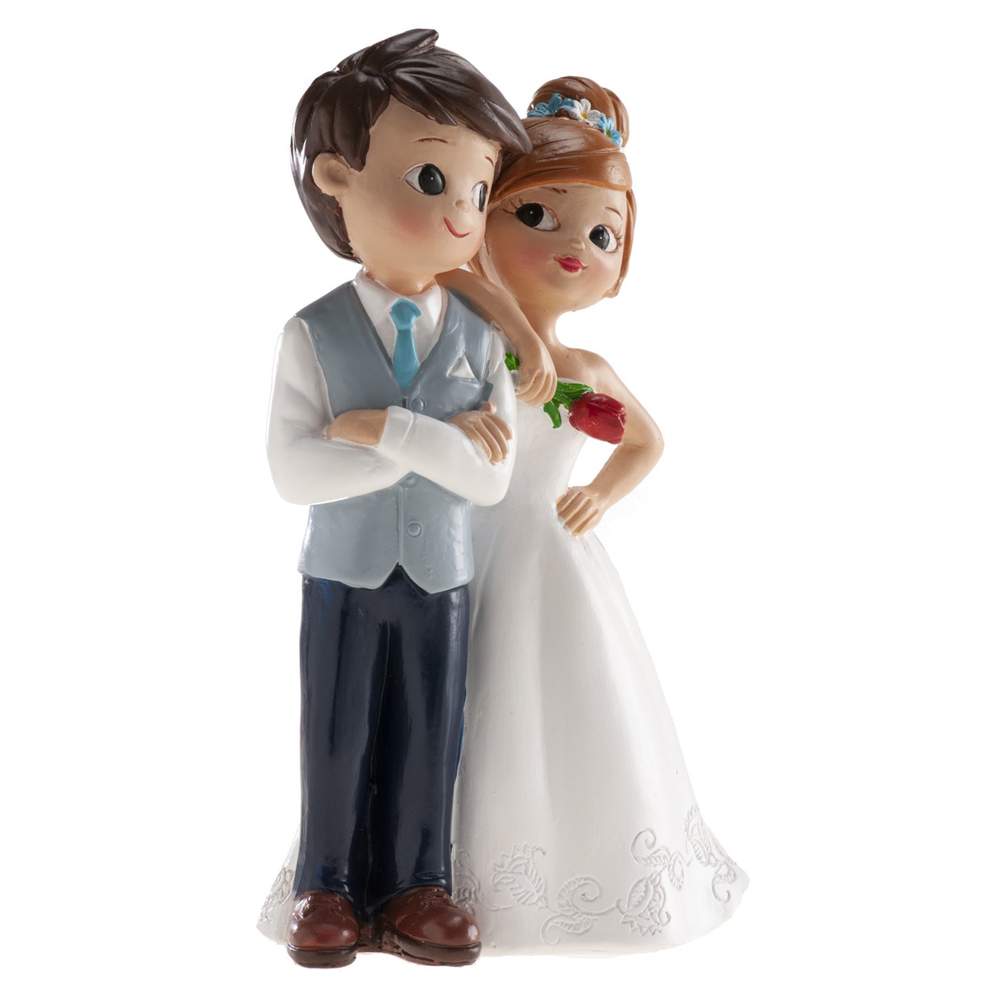 FIGURA TARTA BODA PAREJA CON FLOR 16 CM
