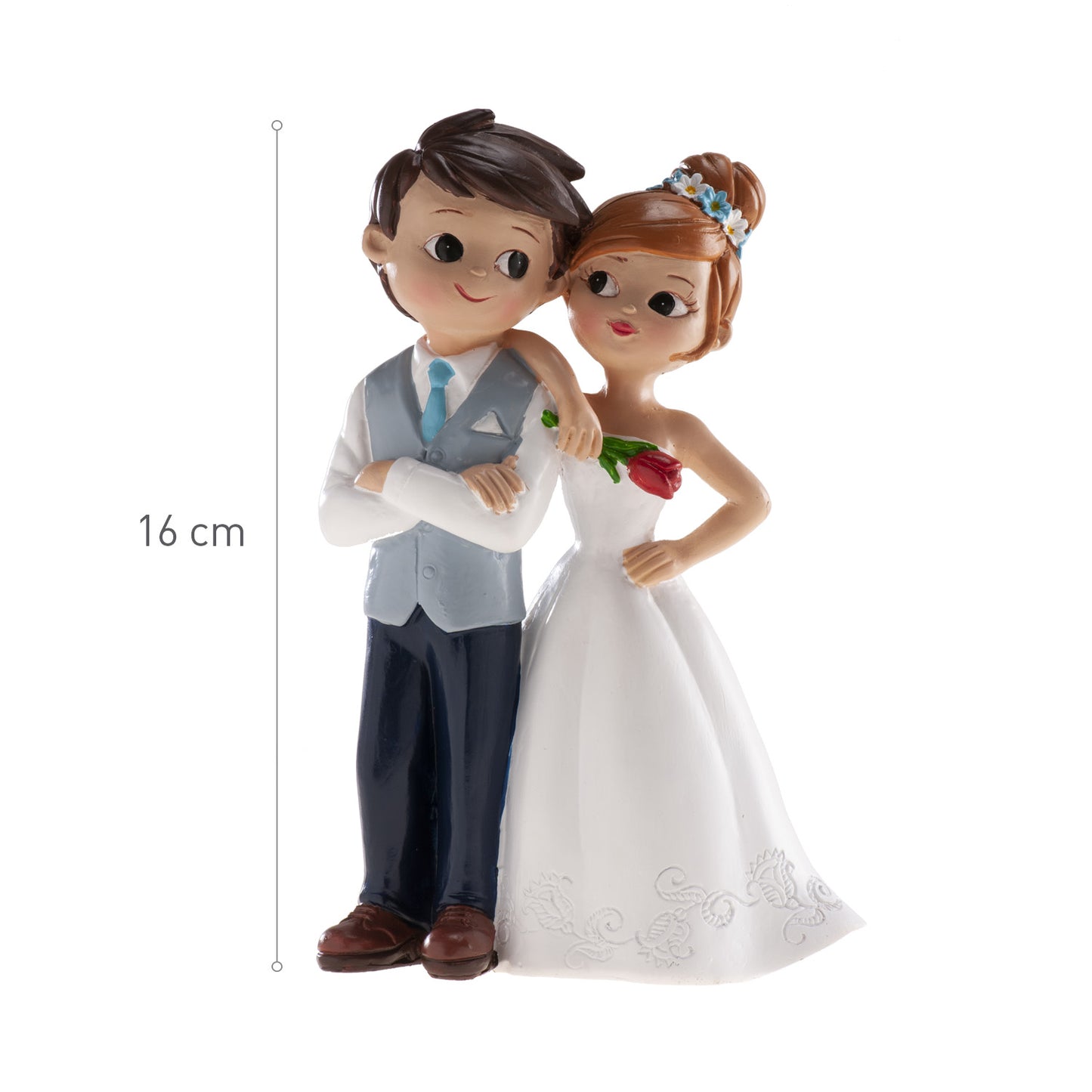 FIGURA TARTA BODA PAREJA CON FLOR 16 CM