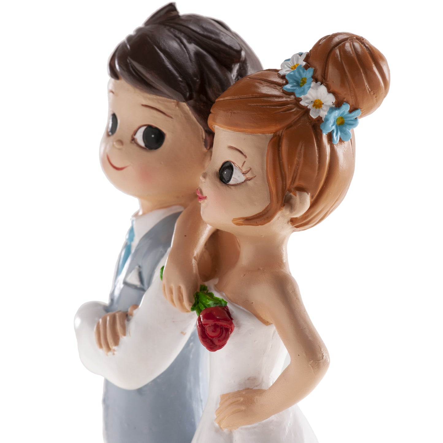 FIGURA TARTA BODA PAREJA CON FLOR 16 CM
