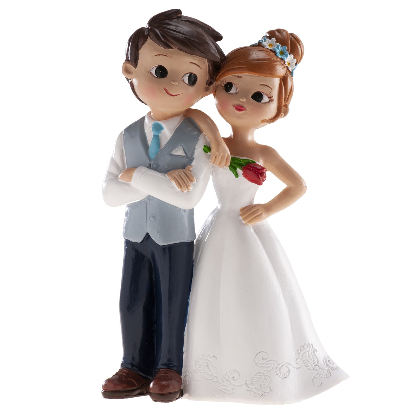 FIGURA TARTA BODA PAREJA CON FLOR 16 CM