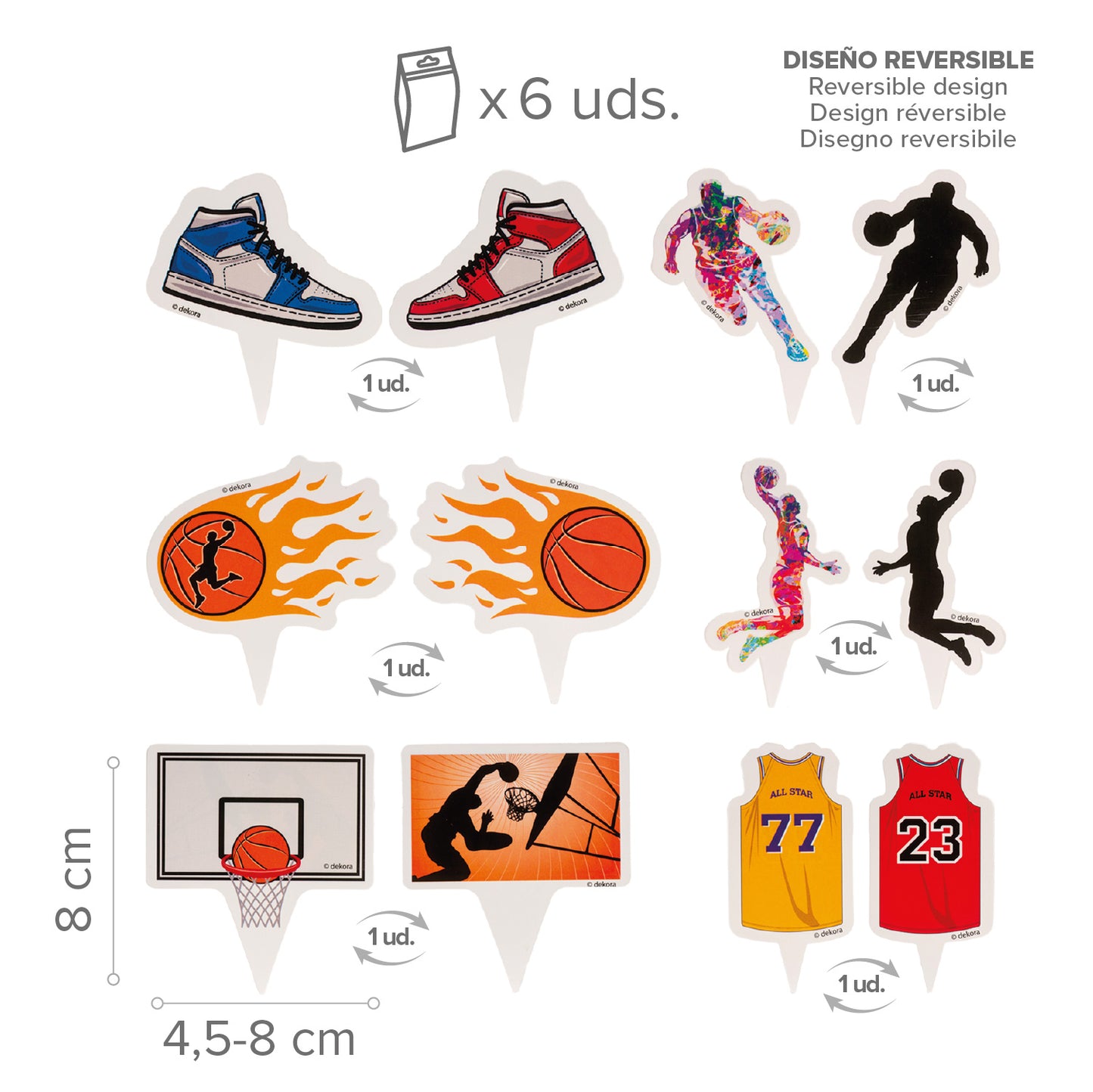 KIT DECORACION CUPCAKES BALONCESTO