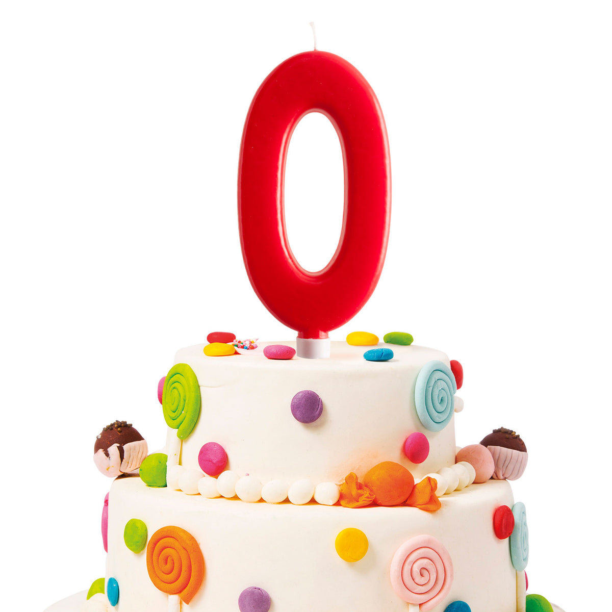 VELA GIGANTE TARTA CUMPLEAÑOS COLOR ROJO 15 CM - Números del 0 al 9