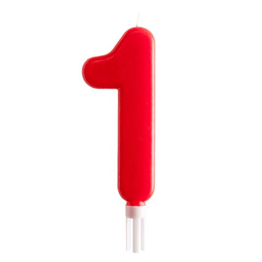 VELA GIGANTE TARTA CUMPLEAÑOS COLOR ROJO 15 CM - Números del 0 al 9