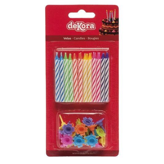 24 VELAS CERA DE COLORES SURTIDOS