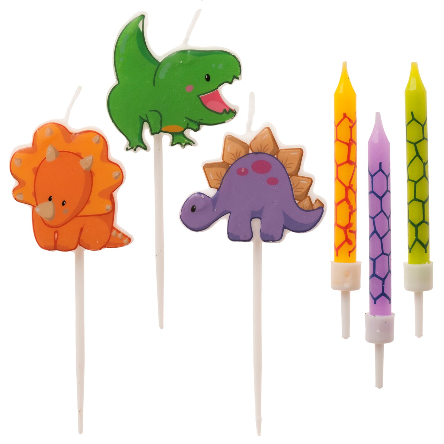 MIX VELAS TARTA CUMPLEAÑOS DINOSAURIOS 2D-PALILLO