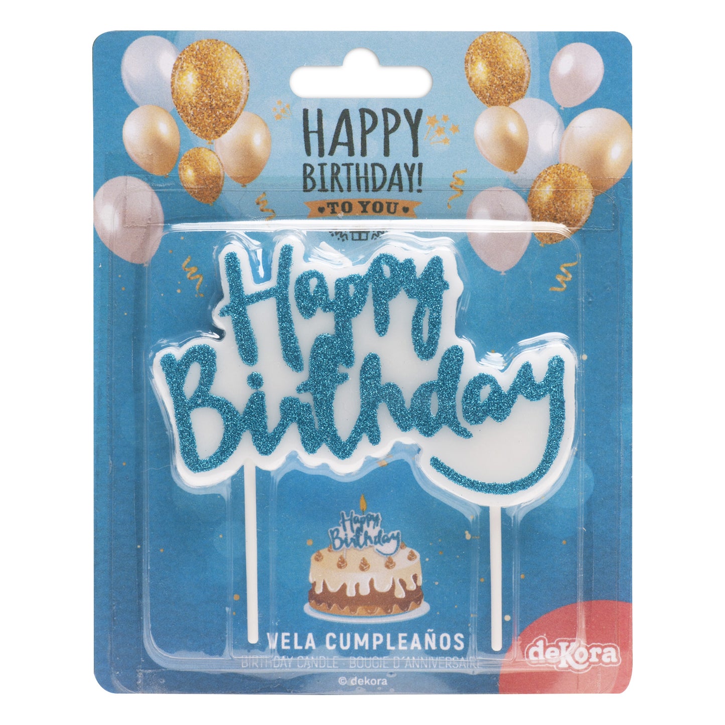 VELA TARTA CUMPLEAÑOS HAPPY BIRTHDAY AZUL 10x6,5 CM