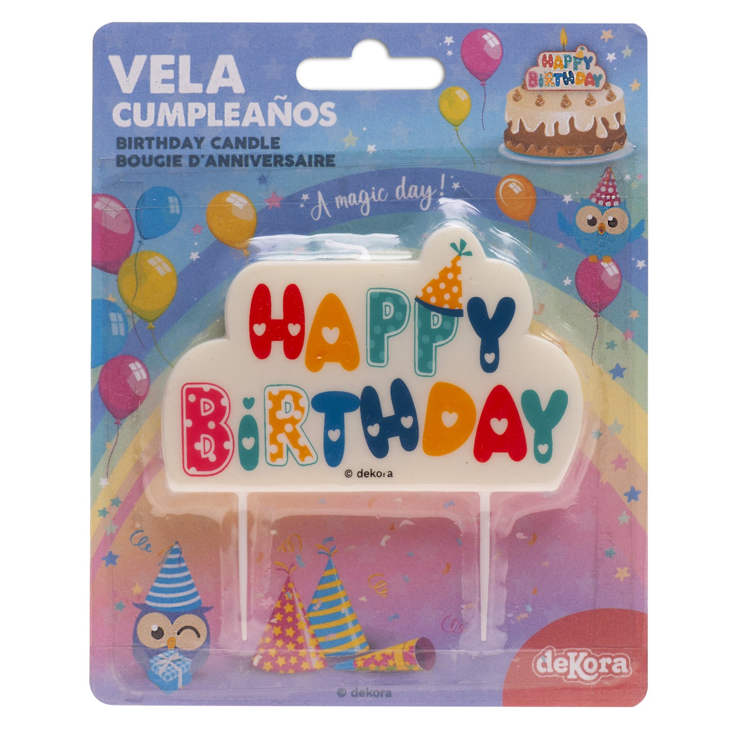 VELA TARTA CUMPLEAÑOS HAPPY BIRTHDAY 10x6 CM