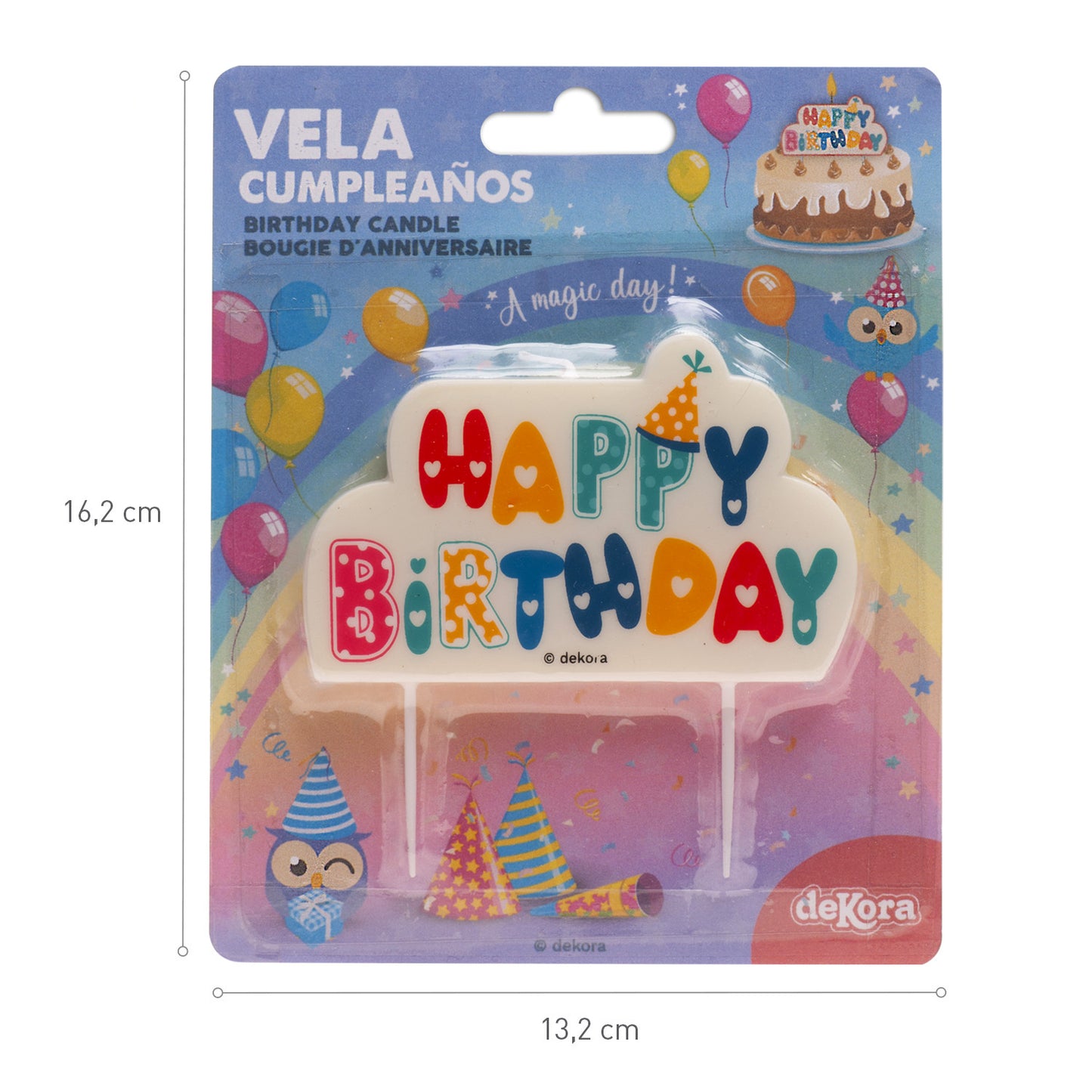 VELA TARTA CUMPLEAÑOS HAPPY BIRTHDAY 10x6 CM