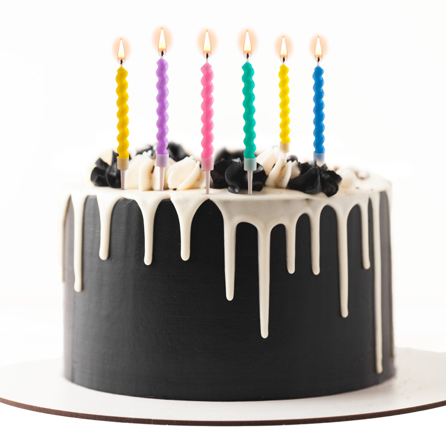 VELAS DE CUMPLEAÑOS TWISTED COLORES 10 CM - 6 UD