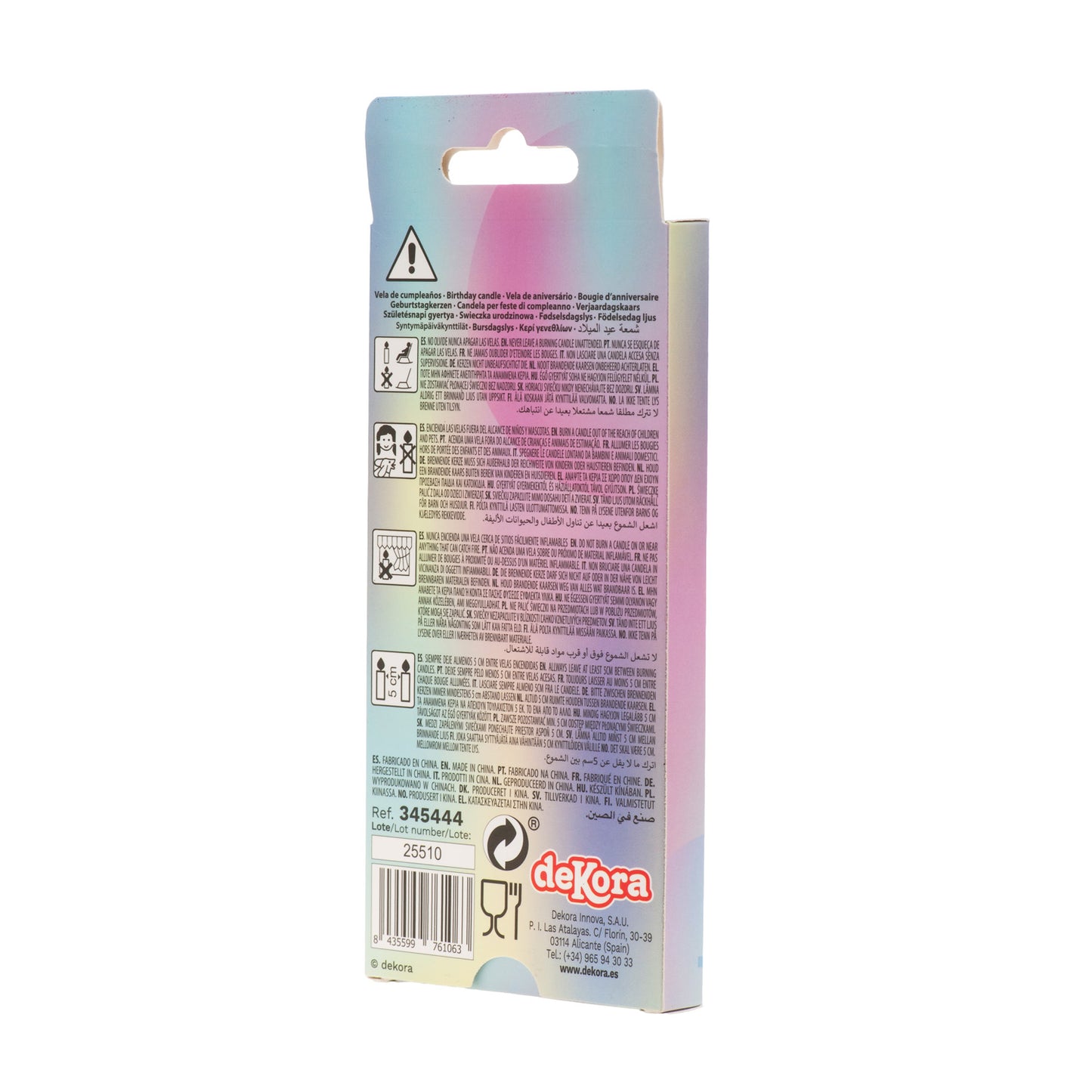 VELAS DE CUMPLEAÑOS PARTY COLUMNAS COLORES 12 CM - 6 UD