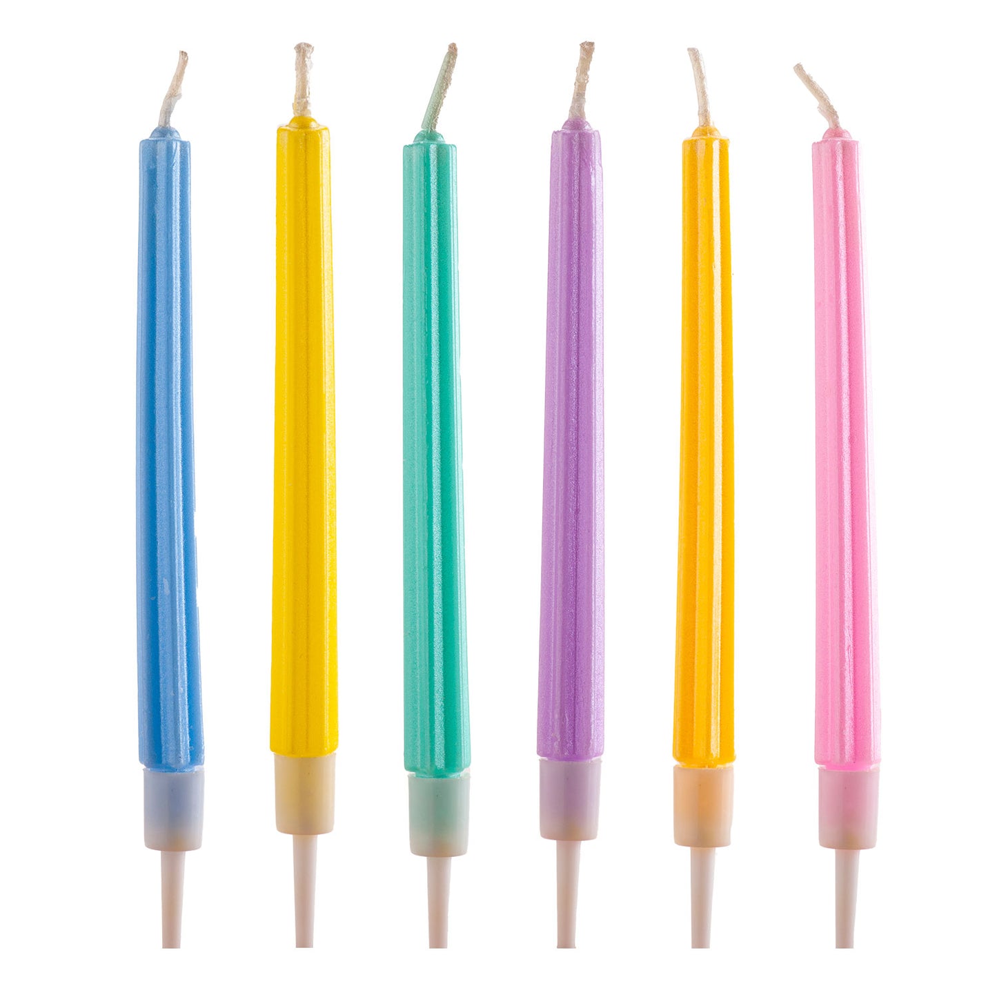 VELAS DE CUMPLEAÑOS PARTY COLUMNAS COLORES 12 CM - 6 UD