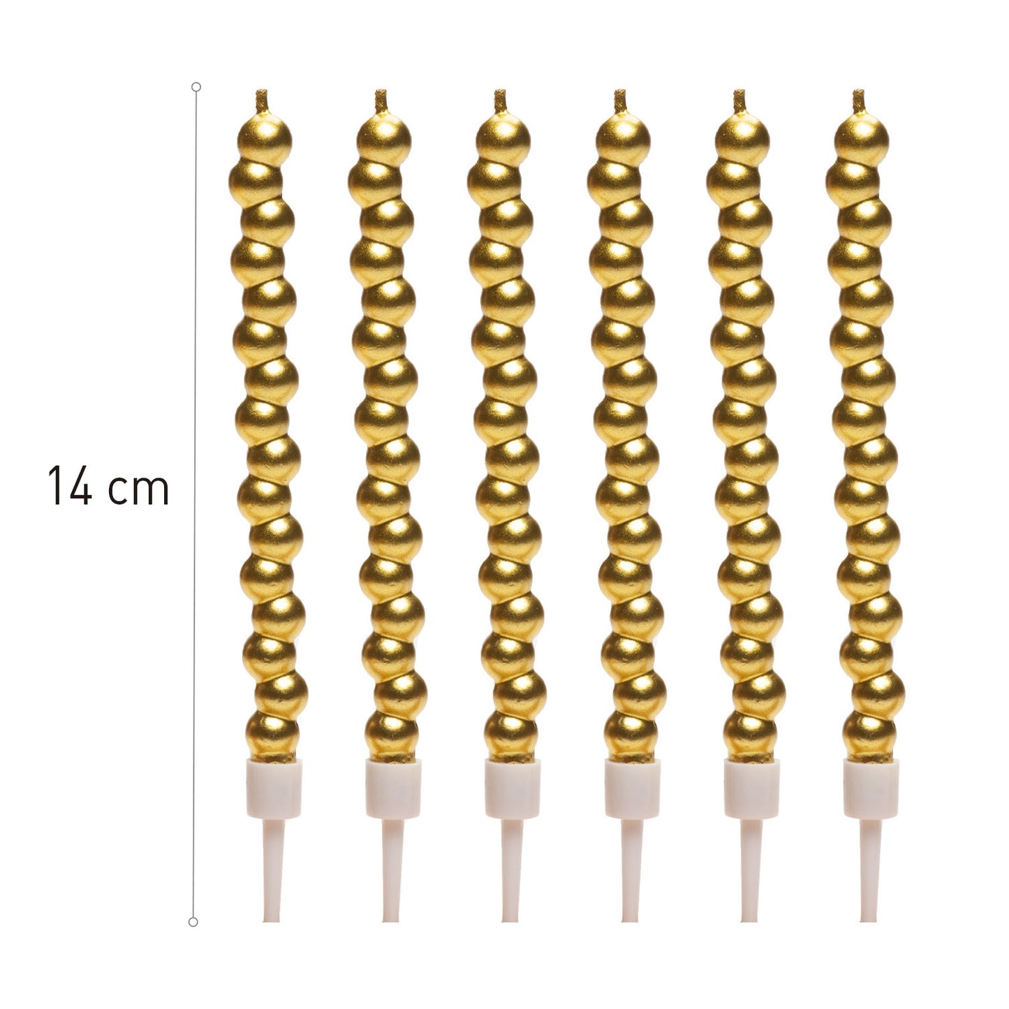 VELAS DE BURBUJA COLOR ORO 14 CM - 6 UD