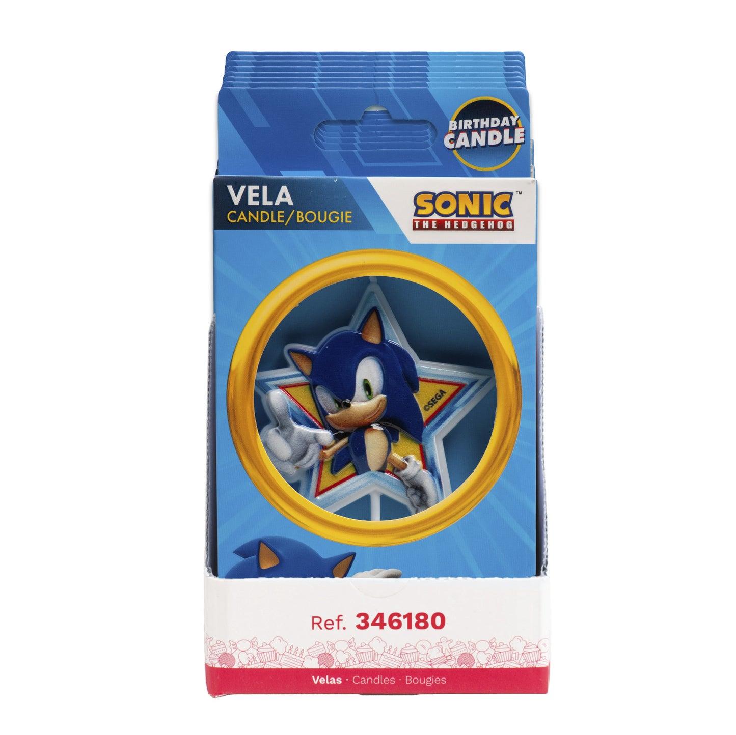 VELA TARTA CUMPLEAÑOS SONIC 11 CM