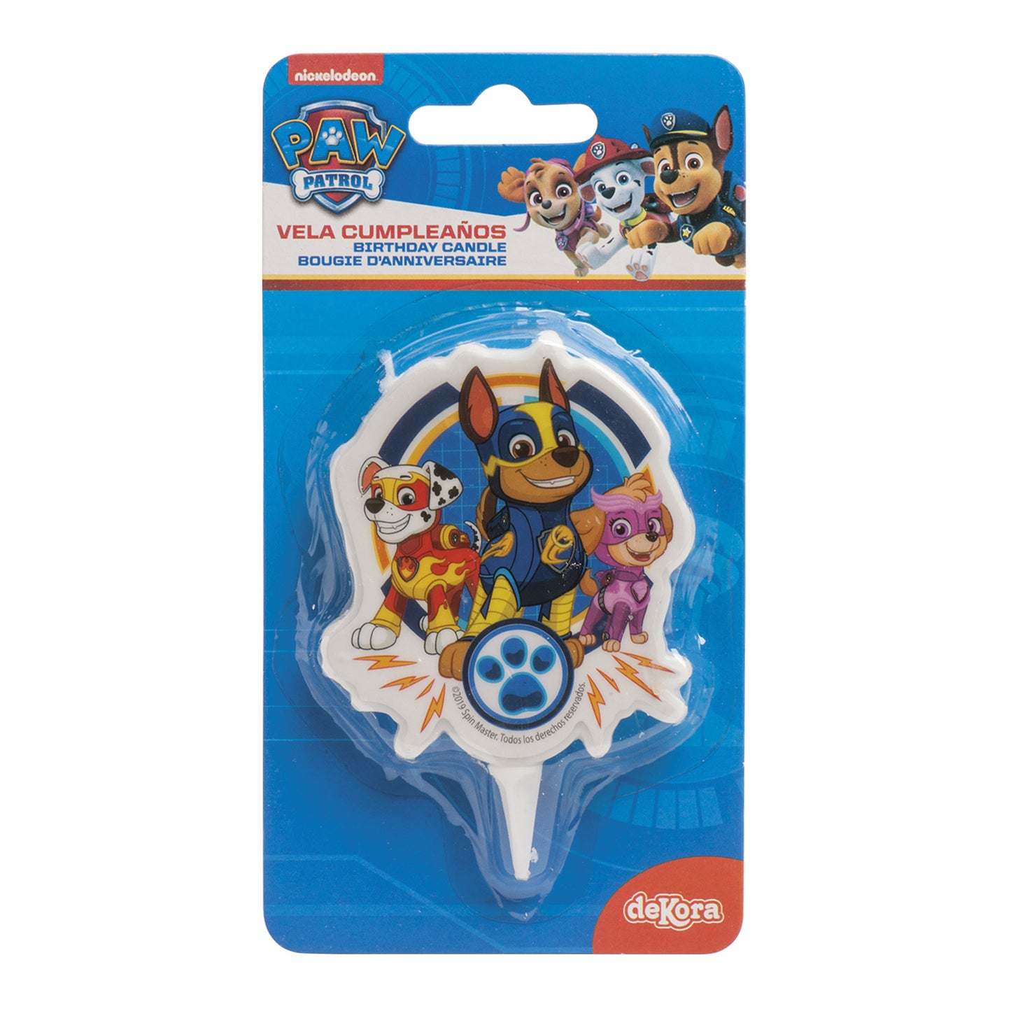 VELA TARTA CUMPLEAÑOS PAW PATROL 2D 7,5CM