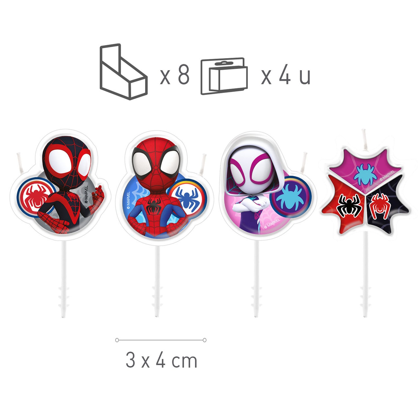 VELAS TARTA CUMPLEAÑOS SPIDEY 4UD