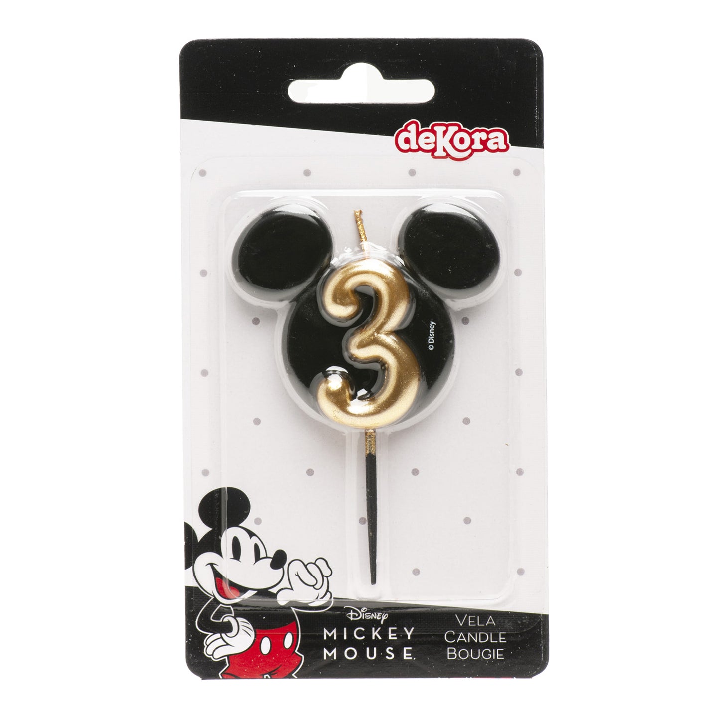 VELA CUMPLEAÑOS MICKEY MOUSE OREJAS NÚMERICA 8,5 CM