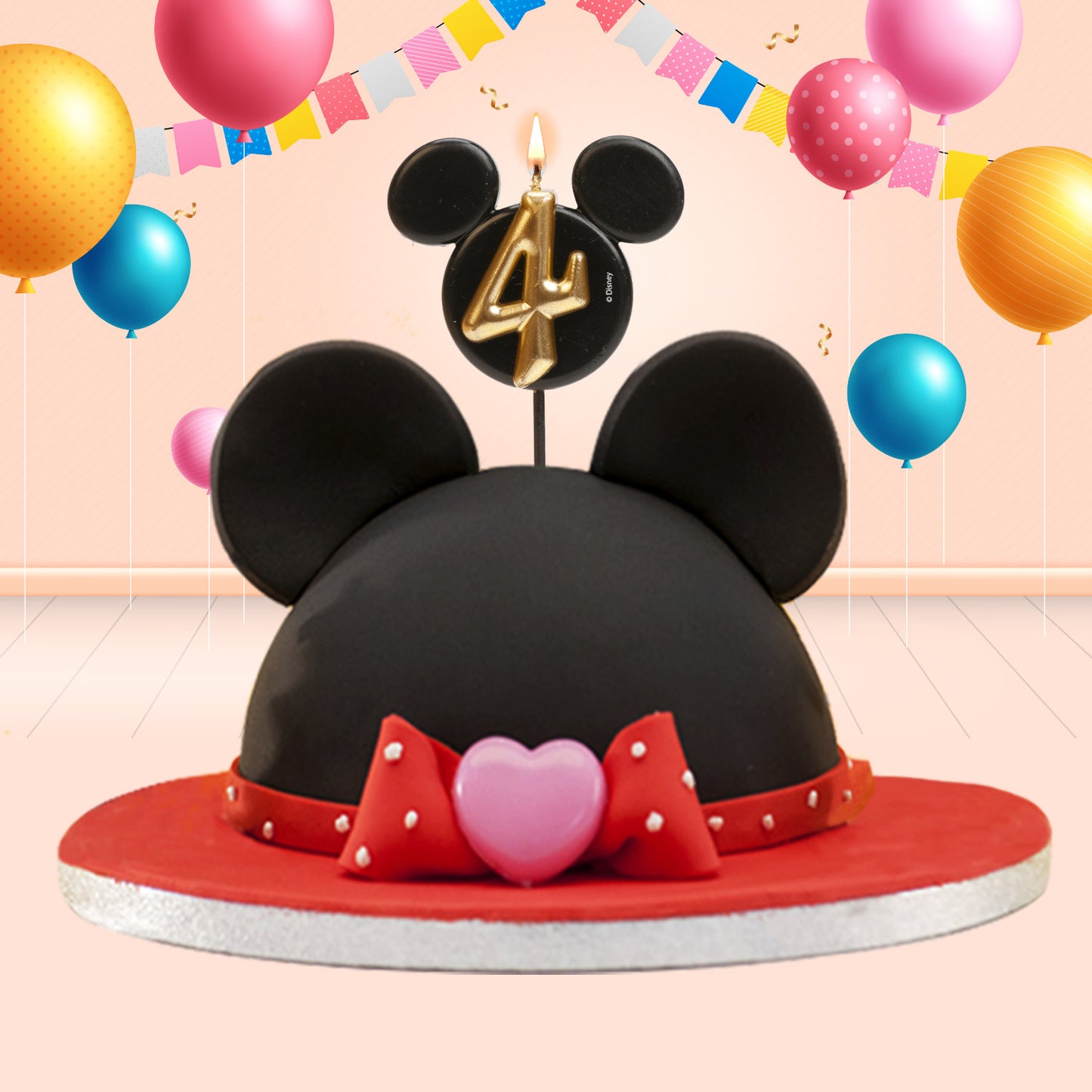 VELA CUMPLEAÑOS MICKEY MOUSE OREJAS NÚMERICA 8,5 CM